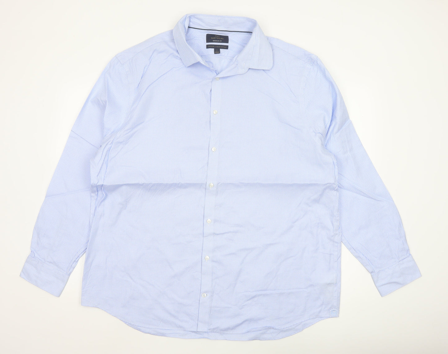 Marks and Spencer Men’s Blue Check Regular Fit Cotton Shirt 18”