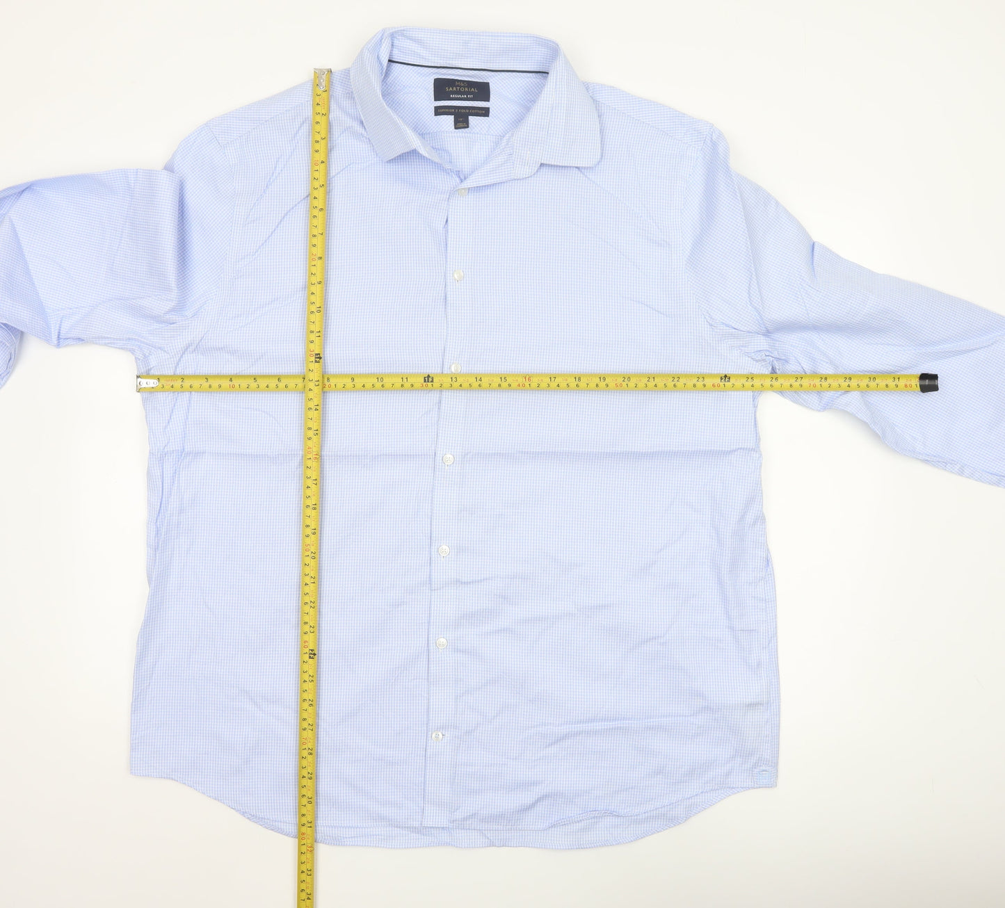 Marks and Spencer Men’s Blue Check Regular Fit Cotton Shirt 18”