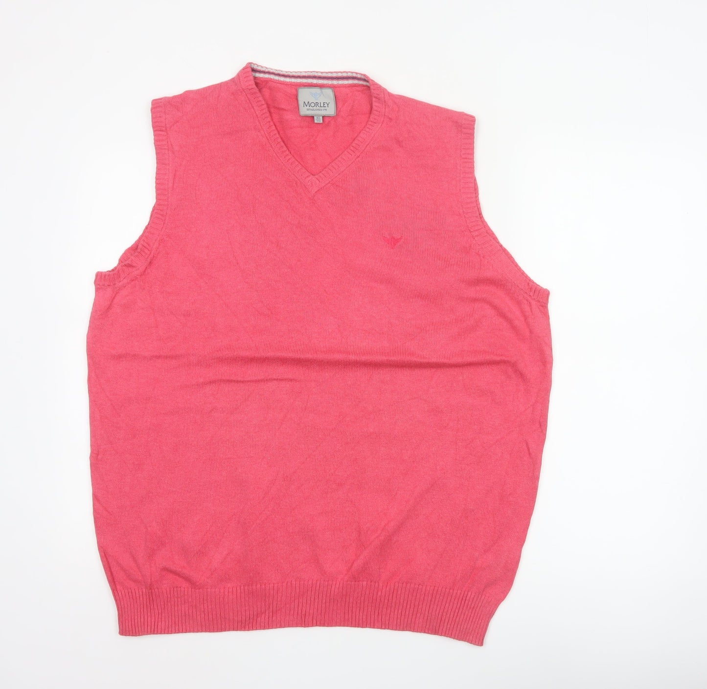 Morley Men's Pink Cotton V-Neck Sleeveless Jumper Vest XL
