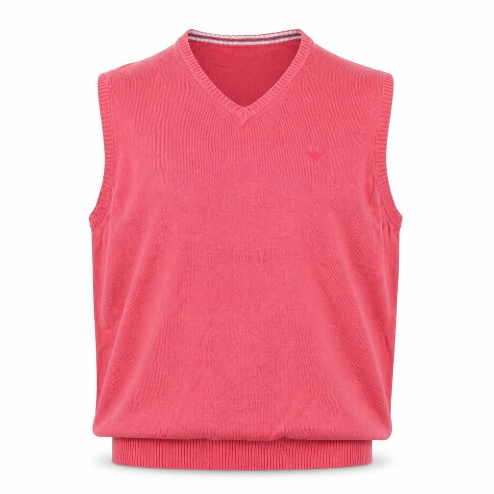 Morley Men's Pink Cotton V-Neck Sleeveless Jumper Vest XL