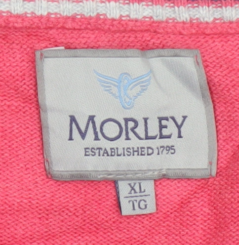 Morley Men's Pink Cotton V-Neck Sleeveless Jumper Vest XL