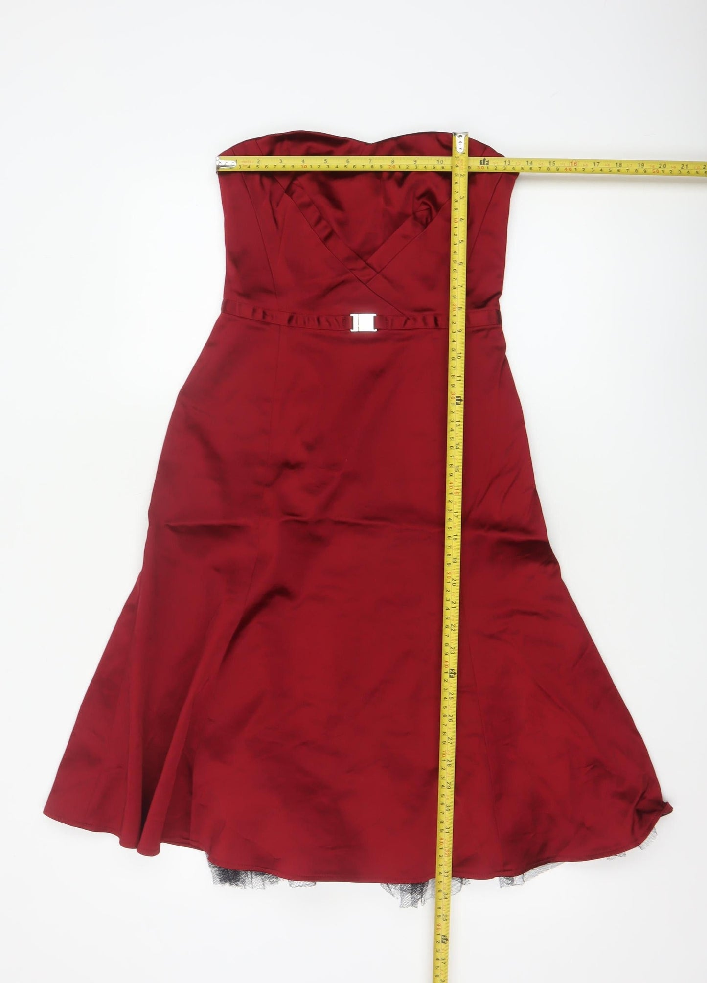 Karen Millen Women’s Red Strapless Sweetheart Satin Cocktail Dress Size 10