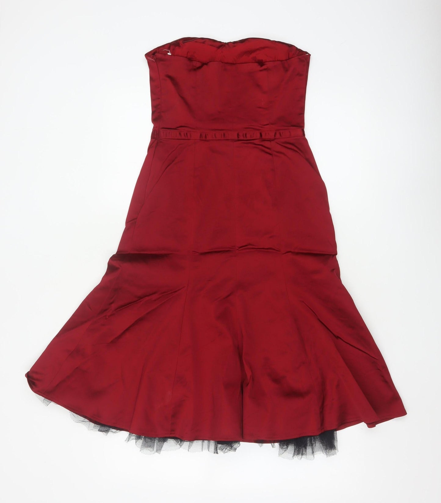 Karen Millen Women’s Red Strapless Sweetheart Satin Cocktail Dress Size 10