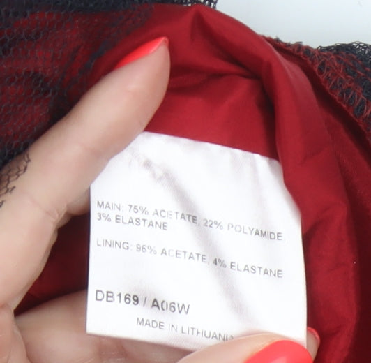 Karen Millen Women’s Red Strapless Sweetheart Satin Cocktail Dress Size 10