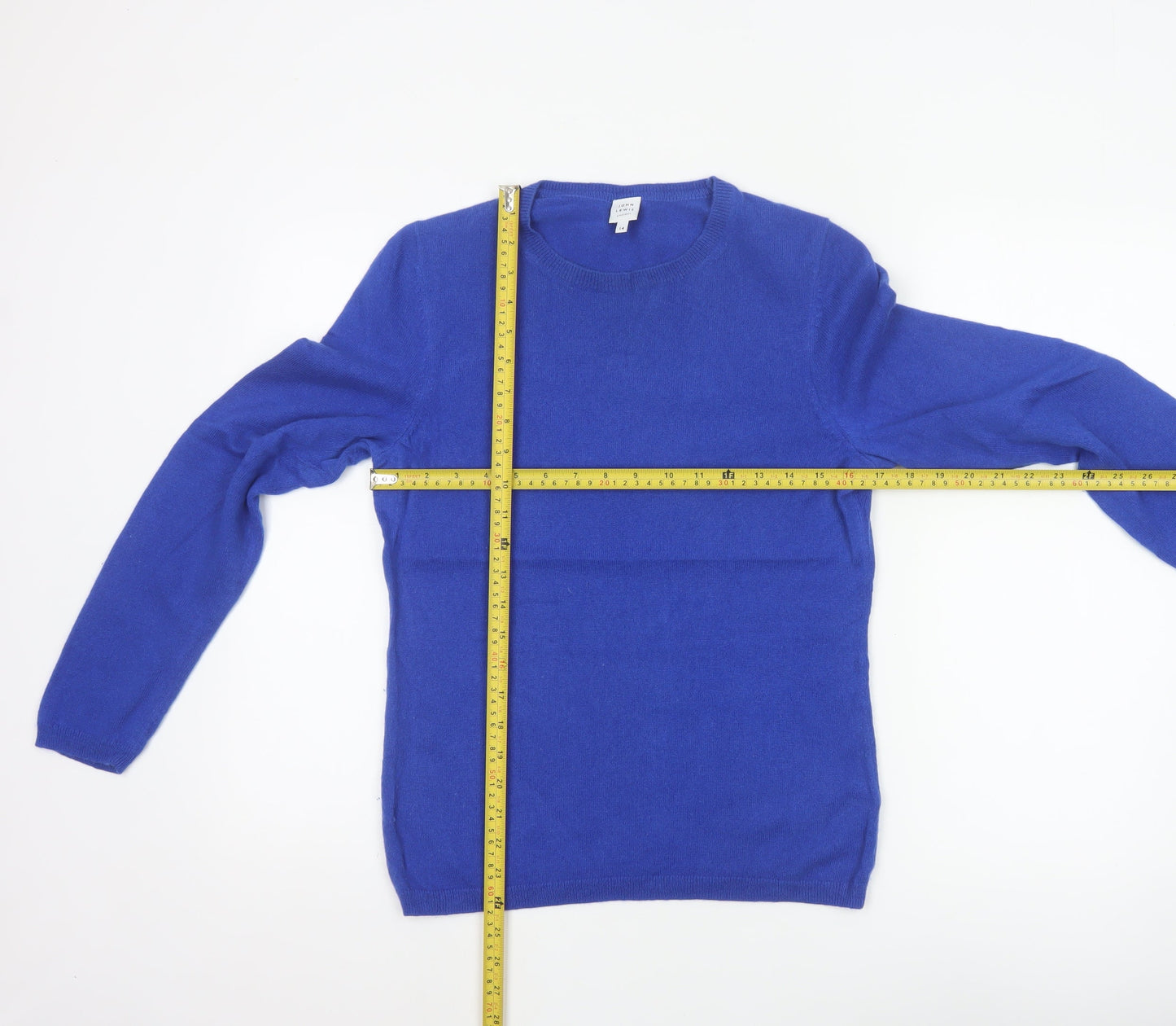John Lewis Women’s Blue Cashmere Crew Neck Jumper Size 14