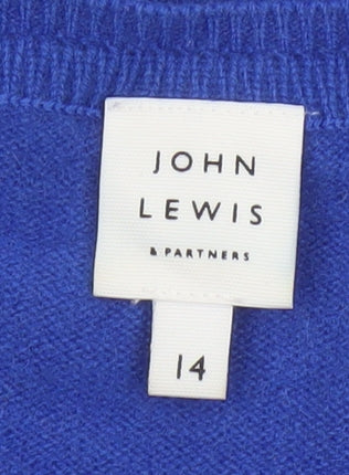 John Lewis Women’s Blue Cashmere Crew Neck Jumper Size 14