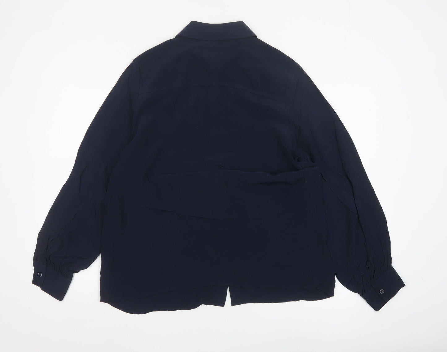 Marks and Spencer Women's Blue Long Sleeve Button-Up Blouse Size 14