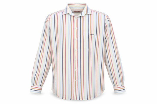 R.M. Williams Men's Multicoloured Striped Cotton Long Sleeve Button-Up Shirt 2XL Regular Fit
