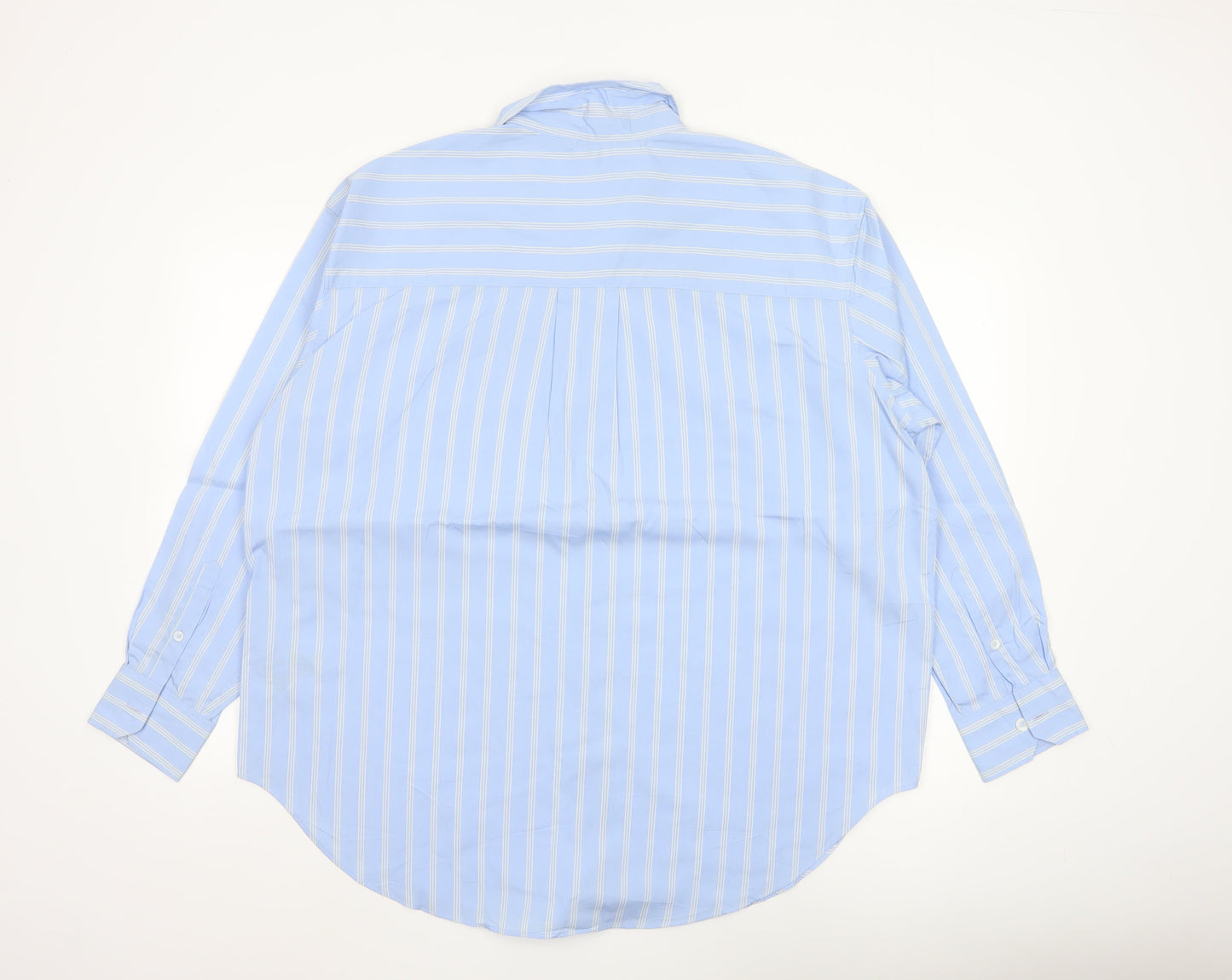 Marks and Spencer Women’s Blue Striped Cotton Button-Up Shirt Size 16