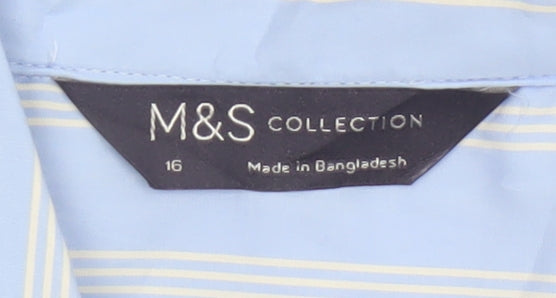 Marks and Spencer Women’s Blue Striped Cotton Button-Up Shirt Size 16