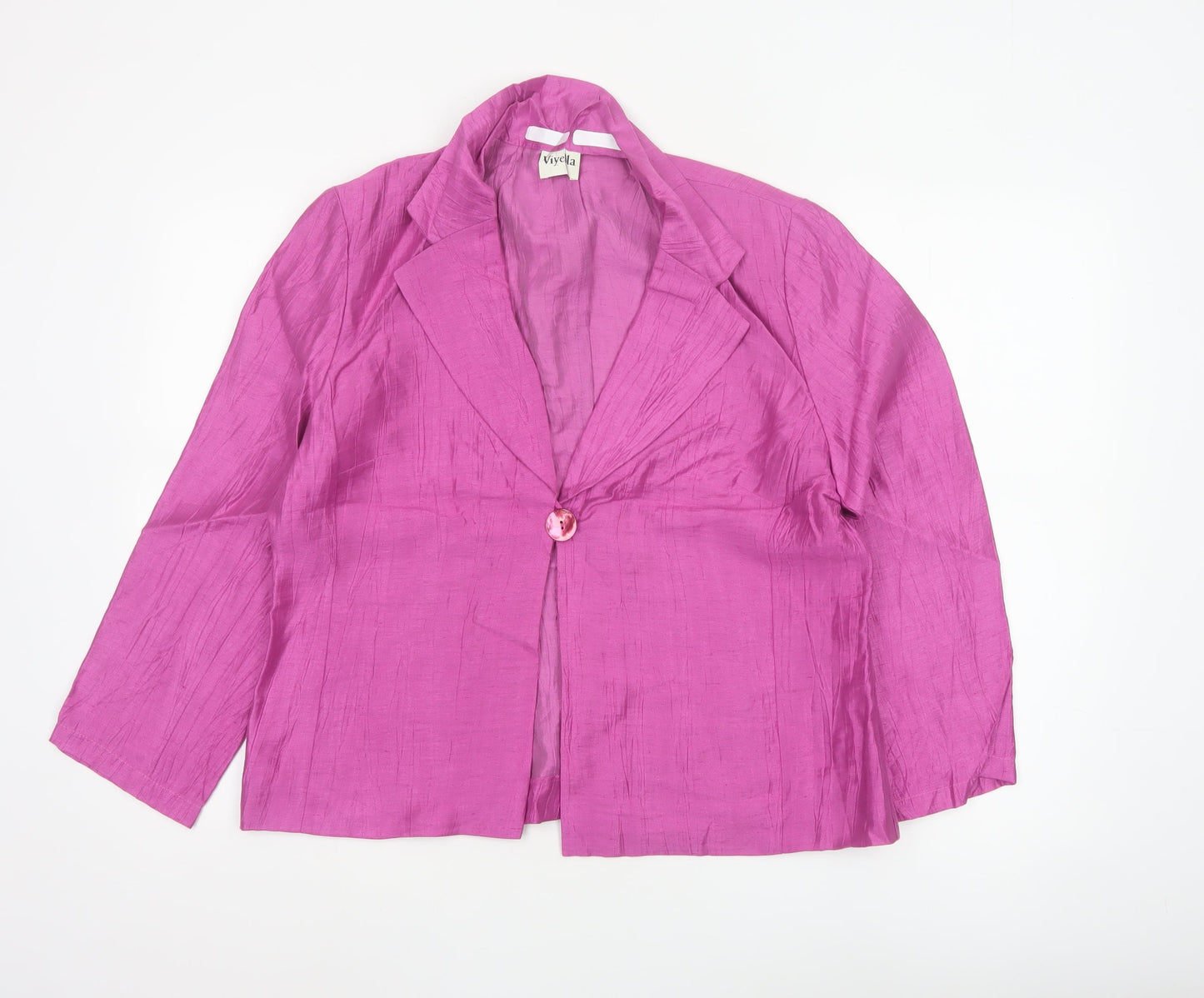 Viyella Women’s Pink Linen Blend Single-Breasted Blazer UK 14