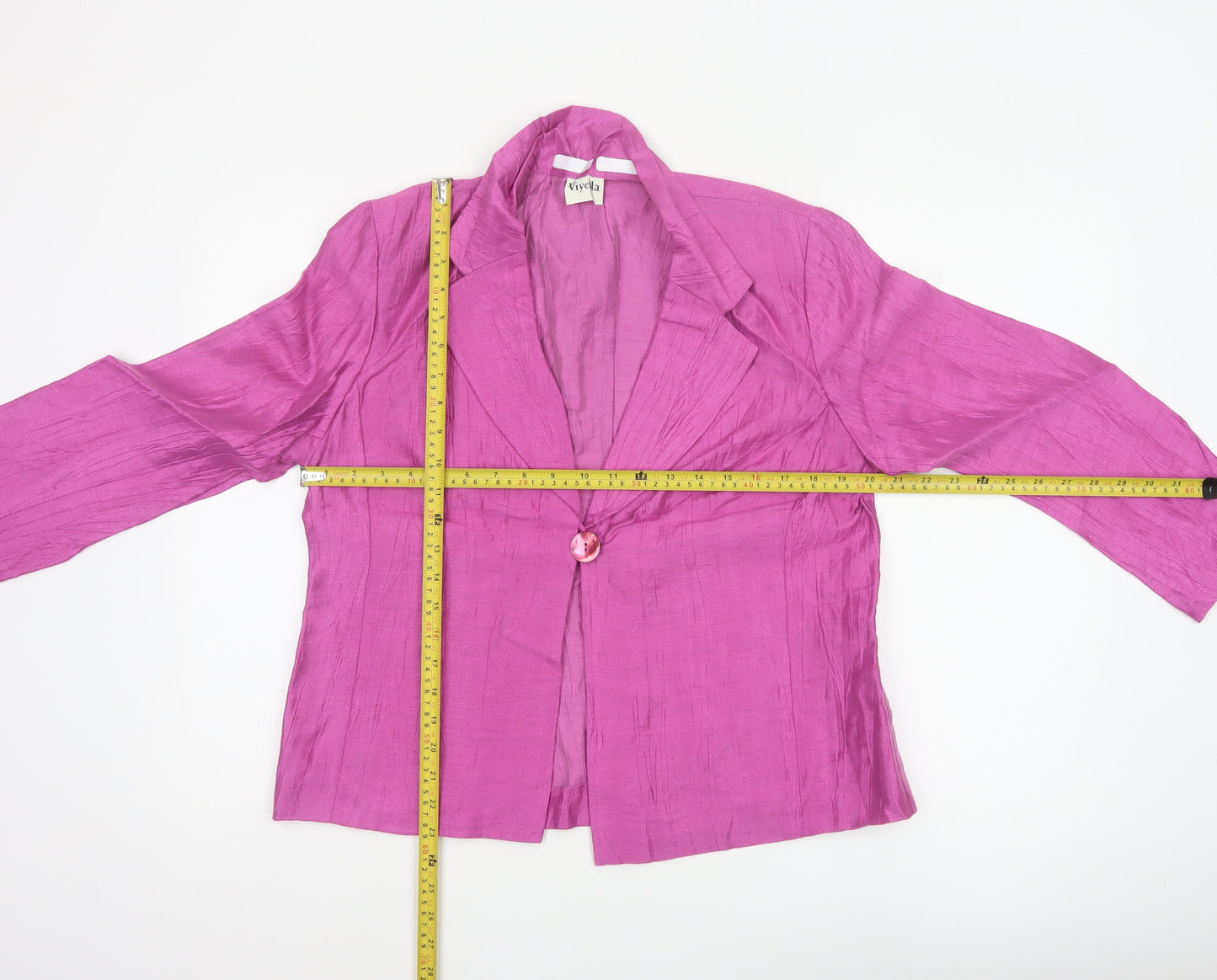 Viyella Women’s Pink Linen Blend Single-Breasted Blazer UK 14
