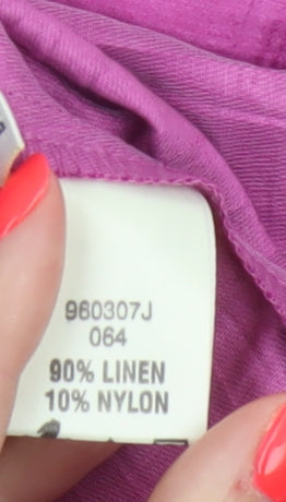 Viyella Women’s Pink Linen Blend Single-Breasted Blazer UK 14