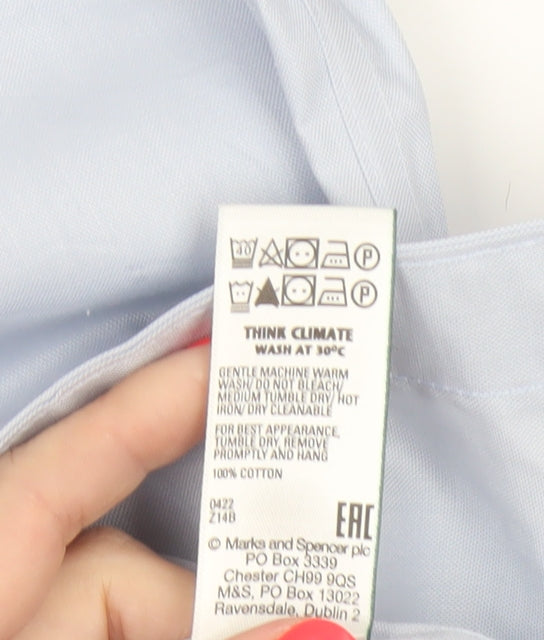 Marks and Spencer Men’s Blue 15in Regular Fit Non-Iron Long Sleeve Shirt