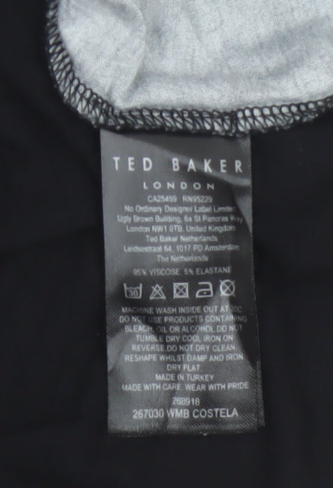 Ted Baker Womens Black Floral Art Print Short Sleeve T-Shirt Size 14