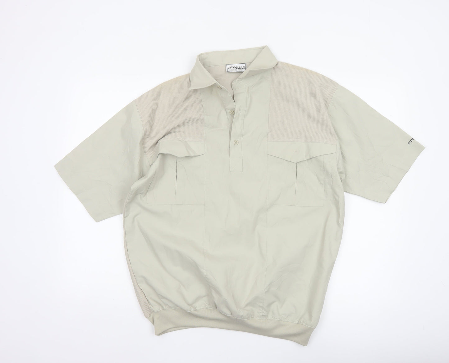 Catamaran Men's Beige Short Sleeve Collared Polo Shirt Size S