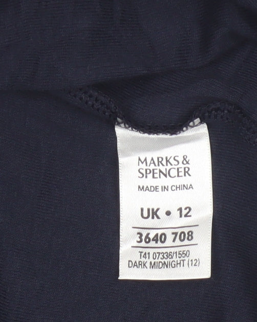 Marks and Spencer Womens Blue Sequin Tie Front Cropped Blouse Size 12