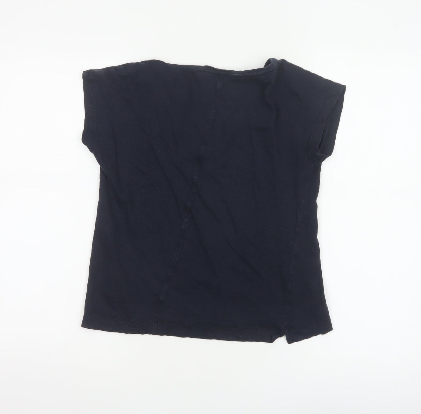 Jigsaw Women's Blue Linen V-Neck Short Sleeve T-Shirt XS