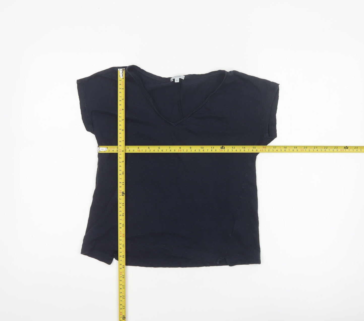 Jigsaw Women's Blue Linen V-Neck Short Sleeve T-Shirt XS