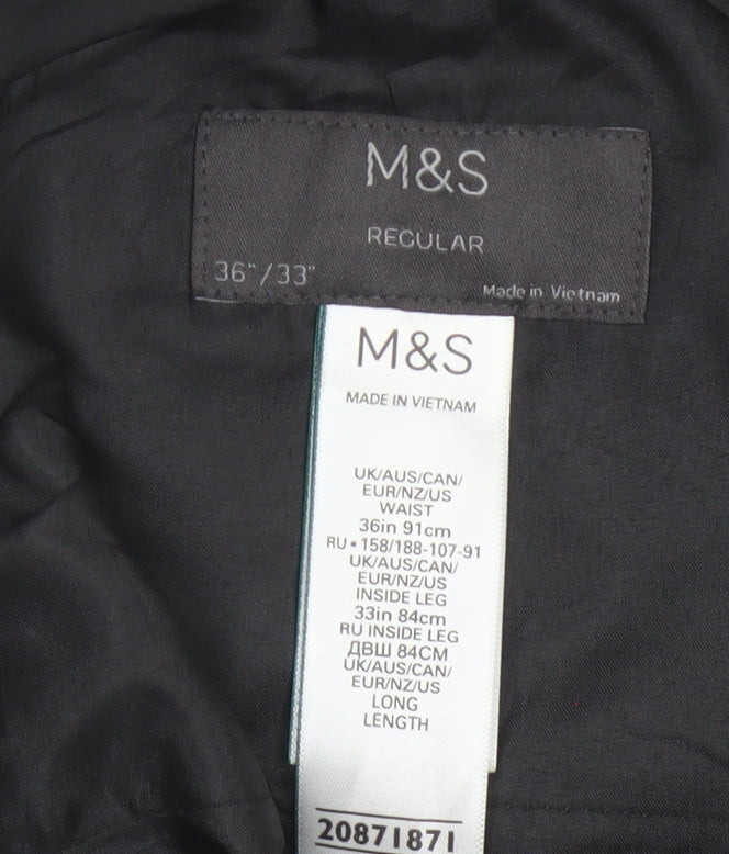 Marks and Spencer Mens Grey Regular Fit Dress Pants 36x33 Trousers