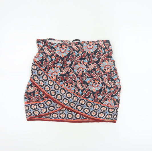 Zara Women's Multicoloured Floral Wrap Short Skirt XS