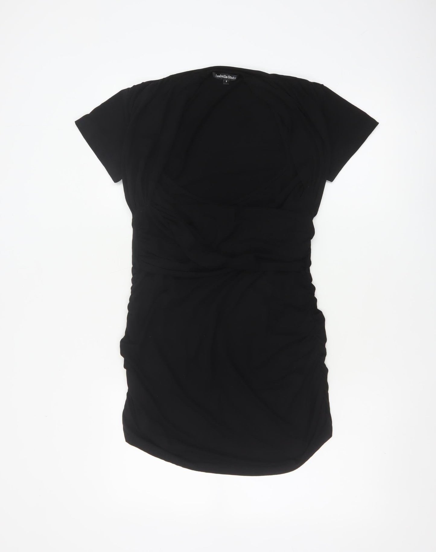 Isabella Oliver Women Black L Maternity Bodycon Jersey Ruched Dress
