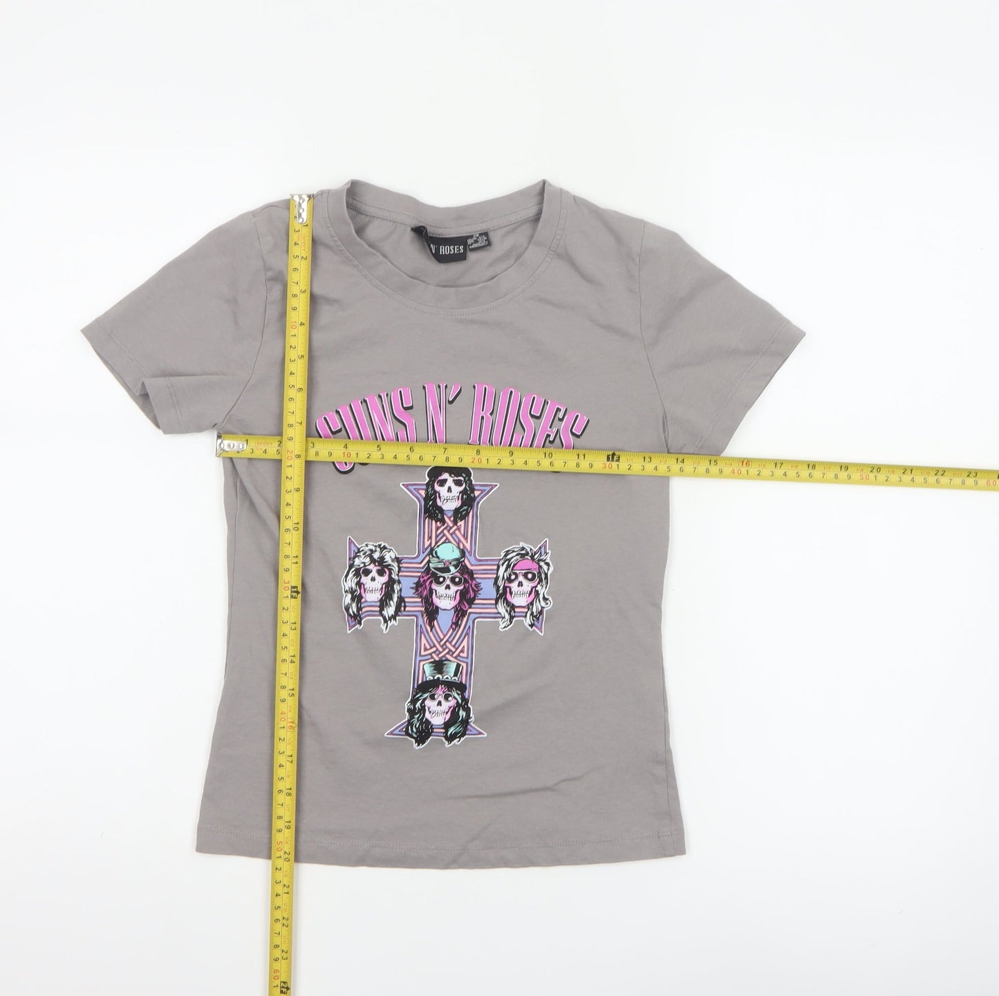 Guns N' Roses Women's Grey XS Crew Neck Cotton Graphic T-Shirt