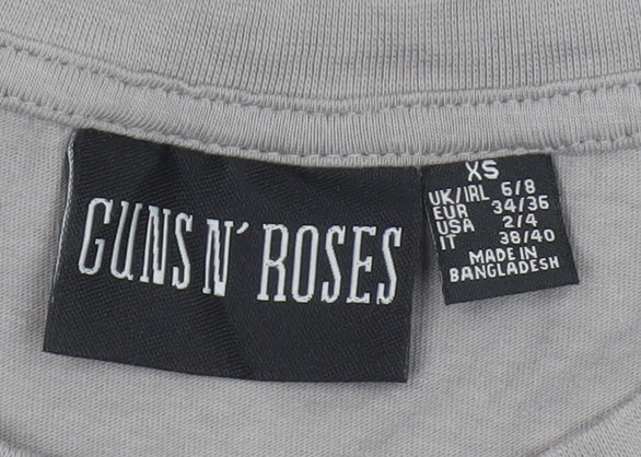 Guns N' Roses Women's Grey XS Crew Neck Cotton Graphic T-Shirt