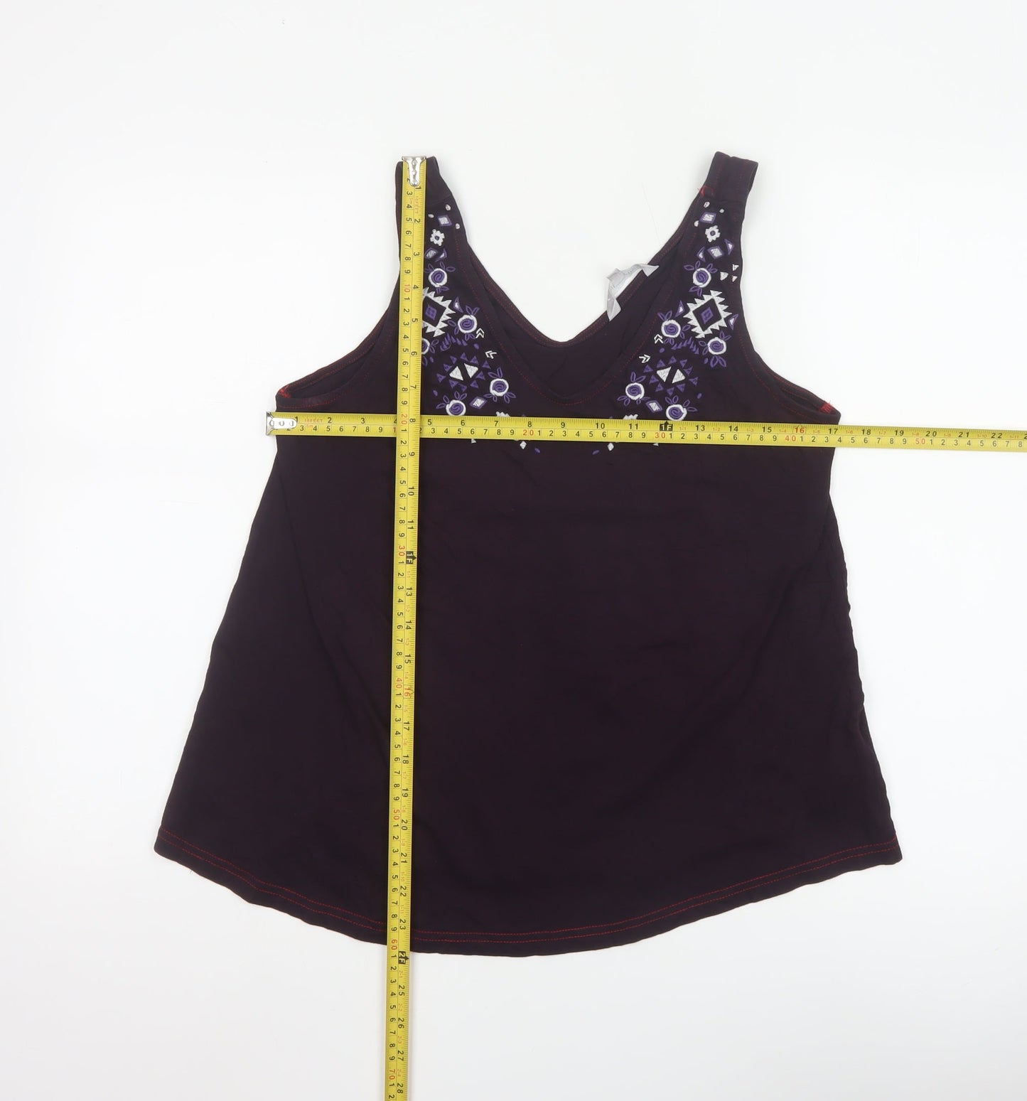 Red Herring Women's Purple Embroidered V-Neck Camisole Top Size 12