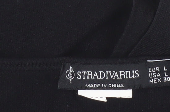 Stradivarius Women’s Black Cropped Chiffon Blouse Long Sleeve Size 14