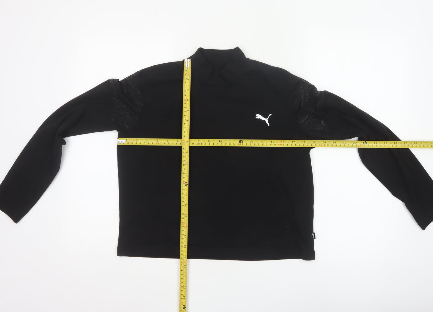 Puma Women's Black Mock Neck Long Sleeve Cropped Top L
