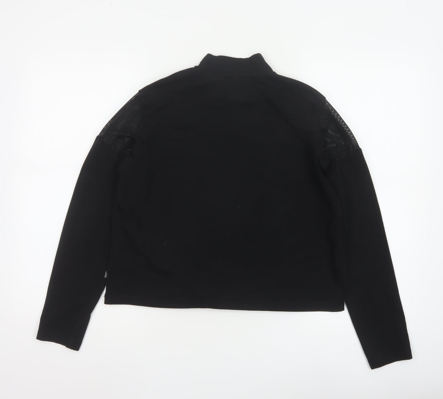 Puma Women's Black Mock Neck Long Sleeve Cropped Top L