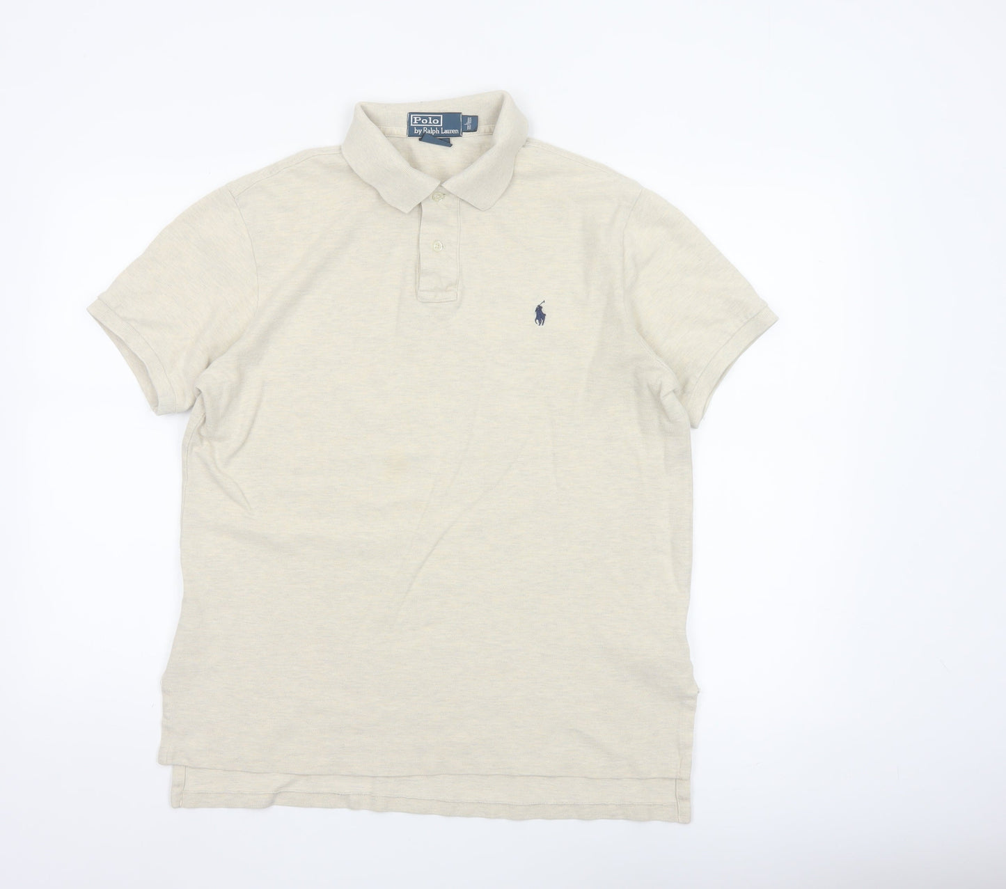 Ralph Lauren Men's Beige Cotton Polo Shirt Size L Classic Fit