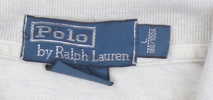 Ralph Lauren Men's Beige Cotton Polo Shirt Size L Classic Fit