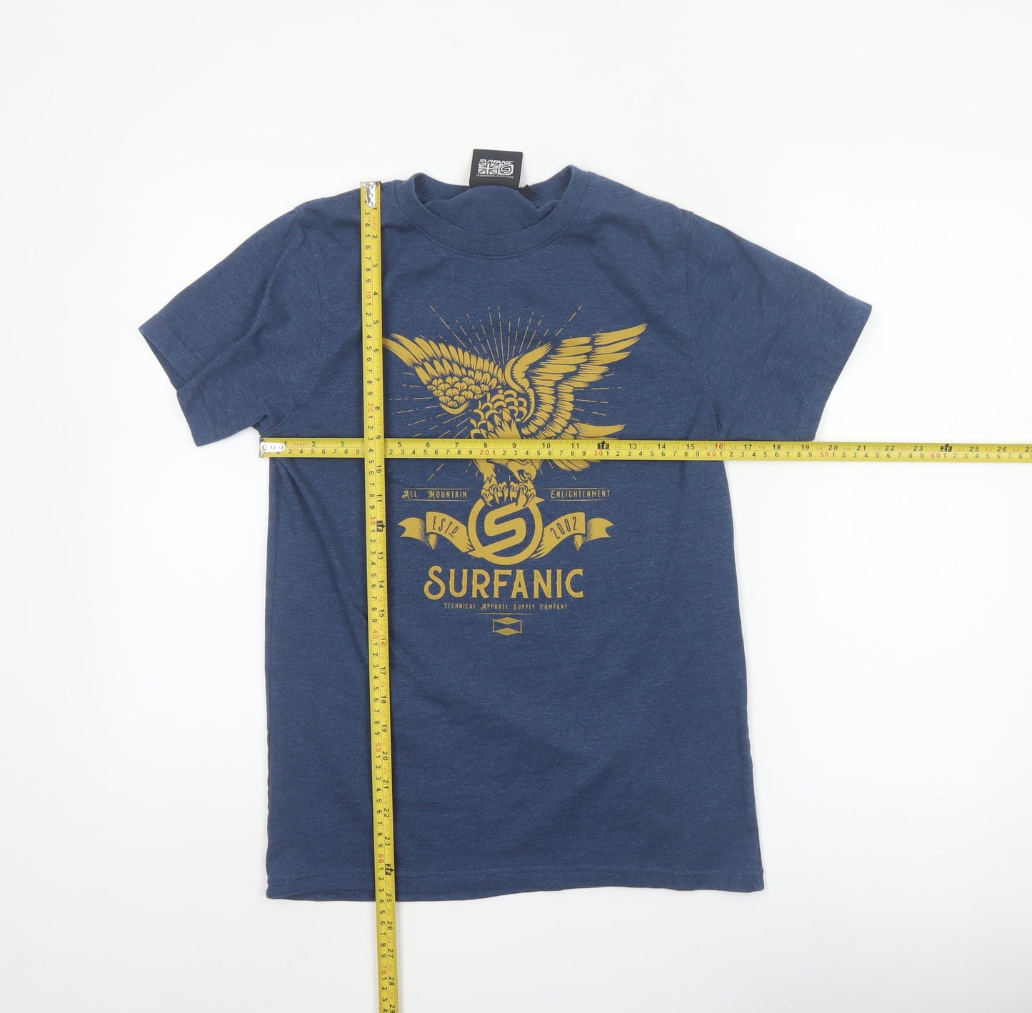 Surfanic Men's Blue Graphic Sports T-Shirt XS Regular Fit