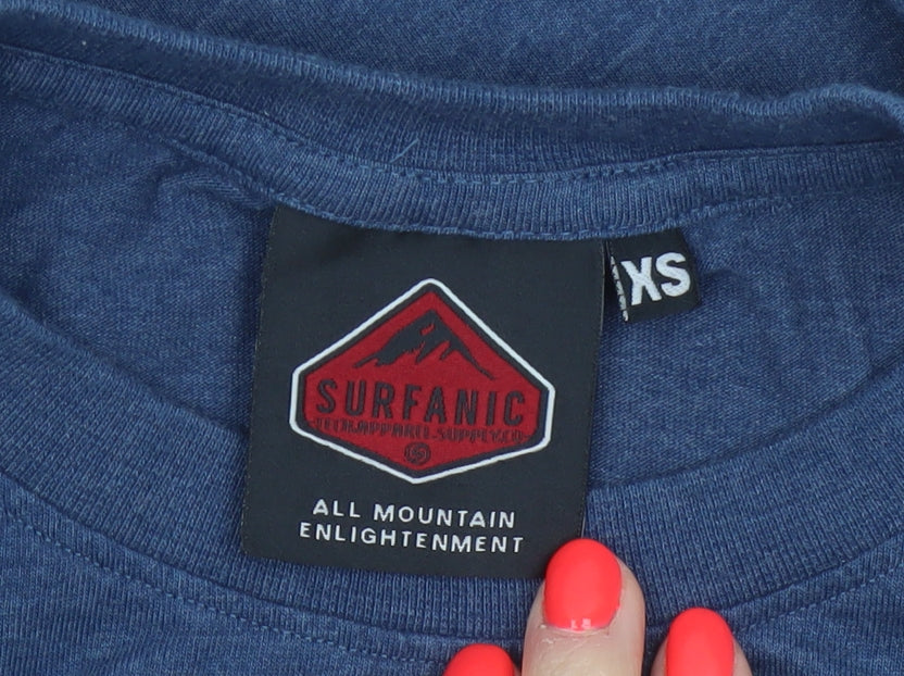Surfanic Men's Blue Graphic Sports T-Shirt XS Regular Fit