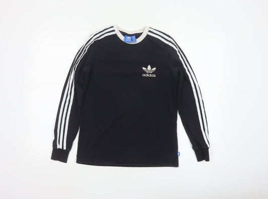 Adidas Women Black Long Sleeve Crew Neck Jersey Top Size 10