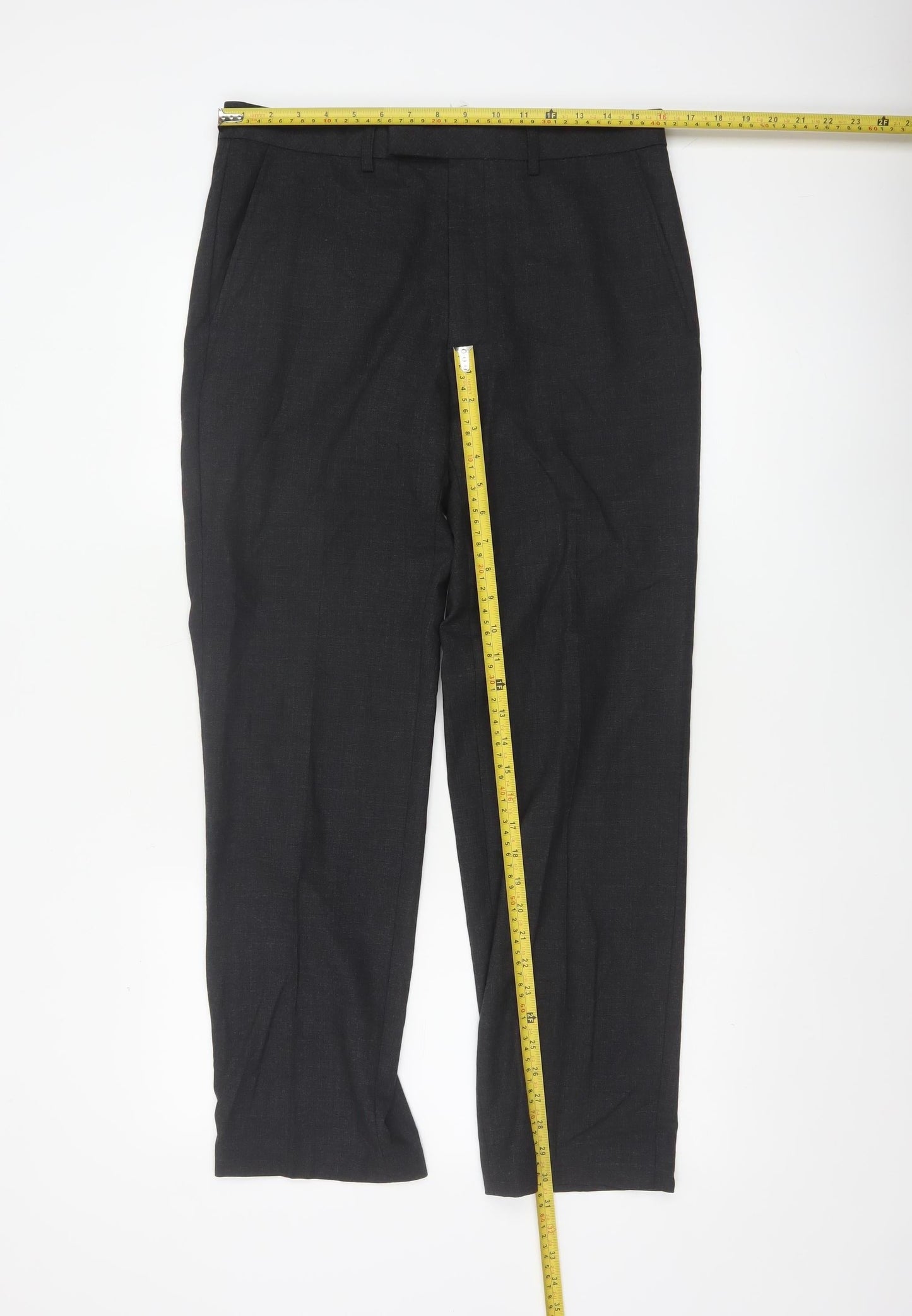 Marks and Spencer Men's Grey Wool Tailored Dress Trousers 32W 33L