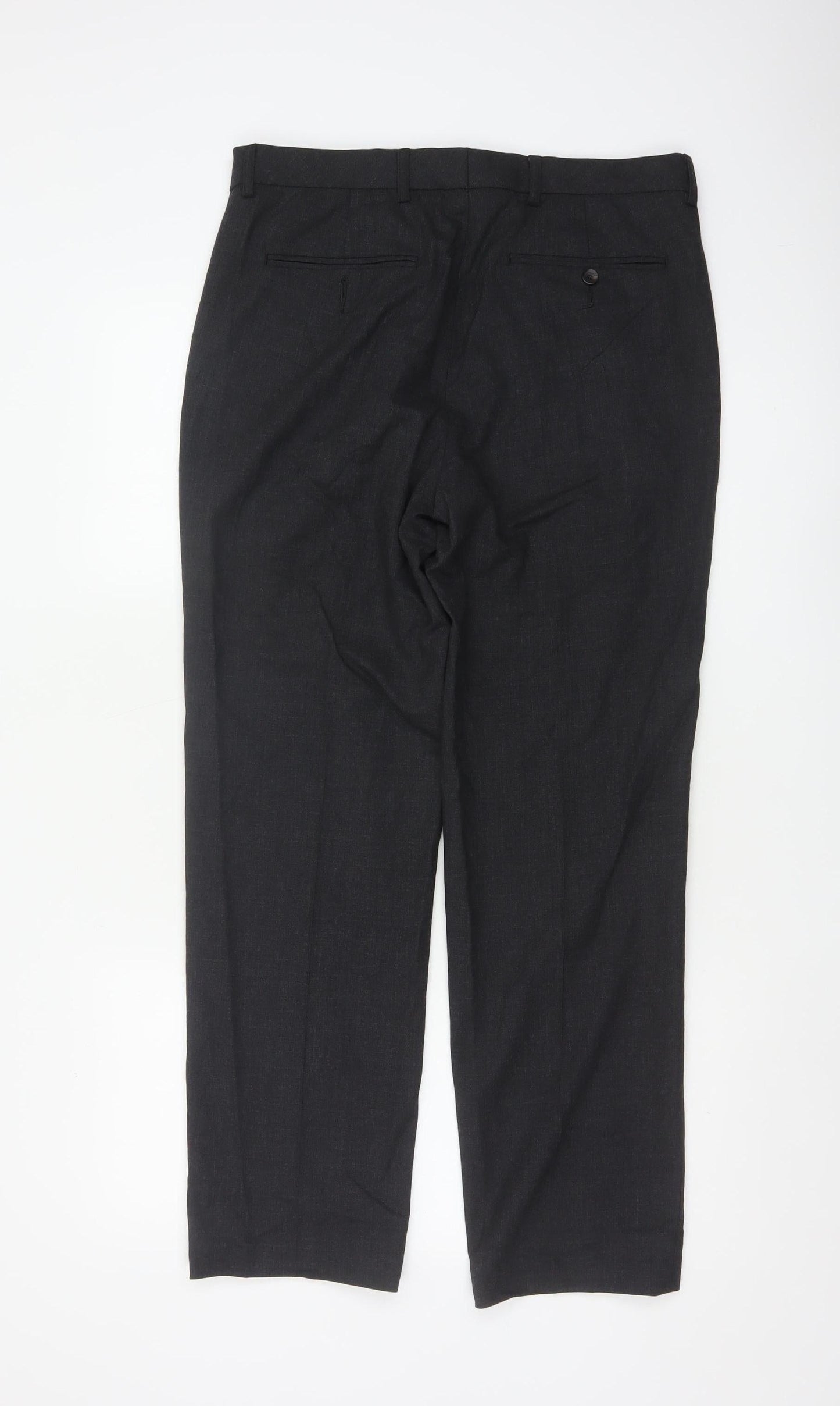 Marks and Spencer Men's Grey Wool Tailored Dress Trousers 32W 33L