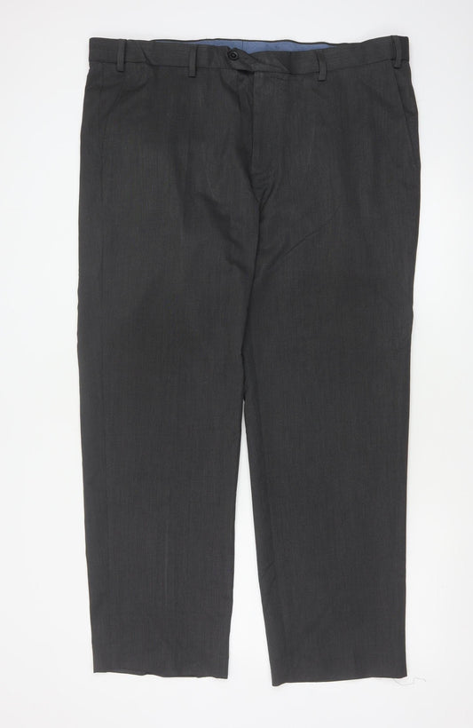 Marks and Spencer Men's Grey Regular Fit Dress Trousers 42x31