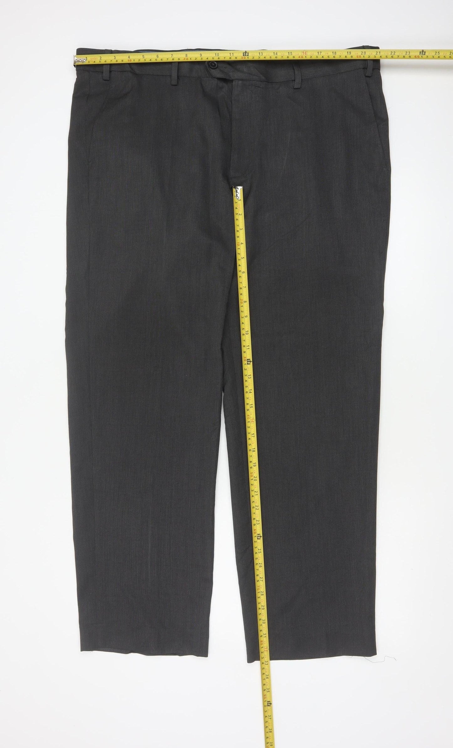 Marks and Spencer Men's Grey Regular Fit Dress Trousers 42x31