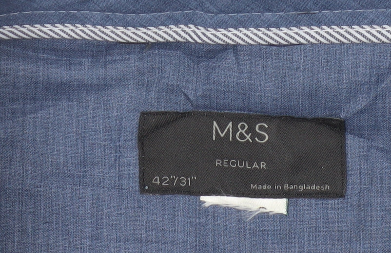 Marks and Spencer Men's Grey Regular Fit Dress Trousers 42x31