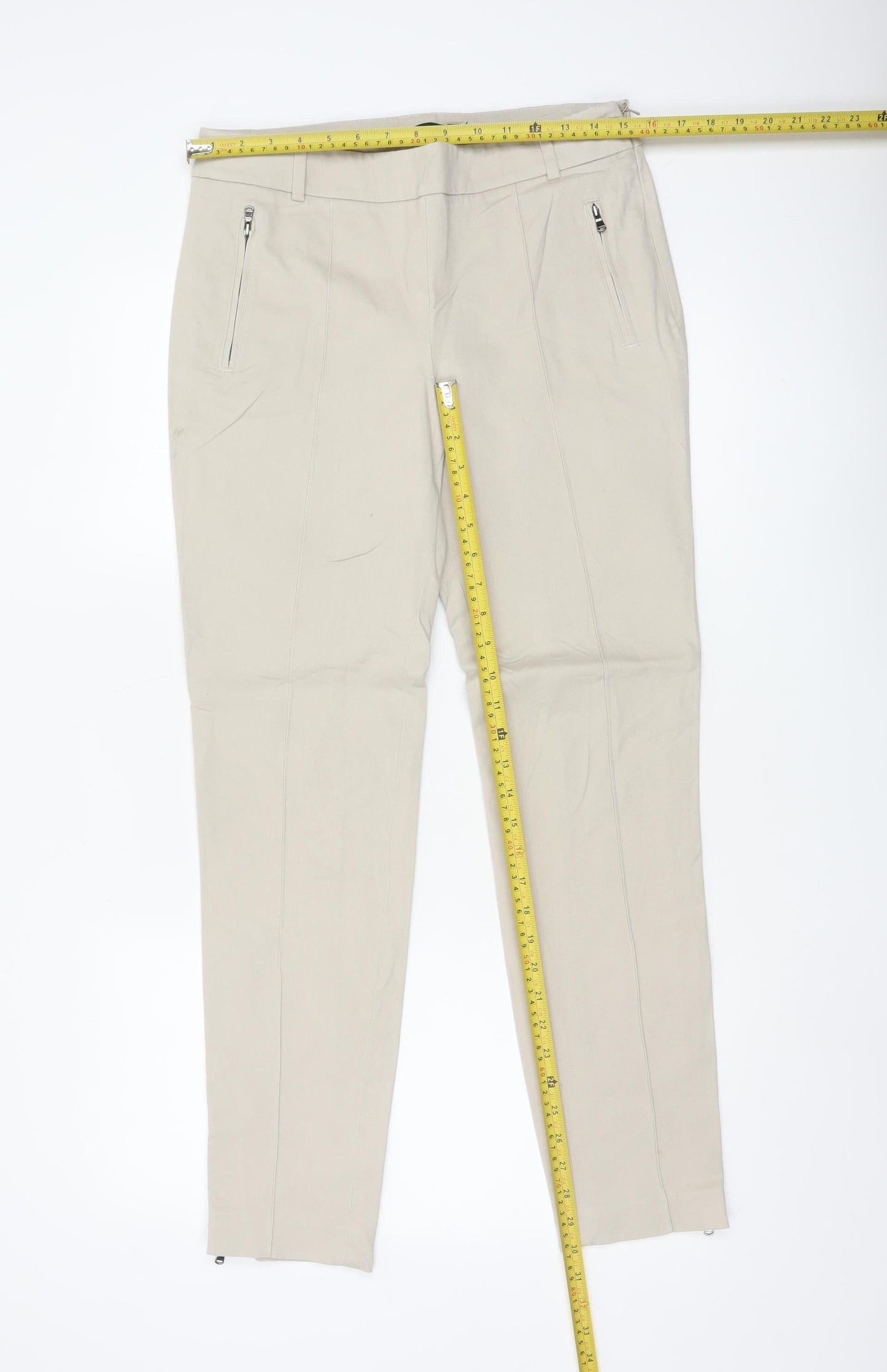 Zara Woman Beige Slim Tapered Trousers Womens UK 12