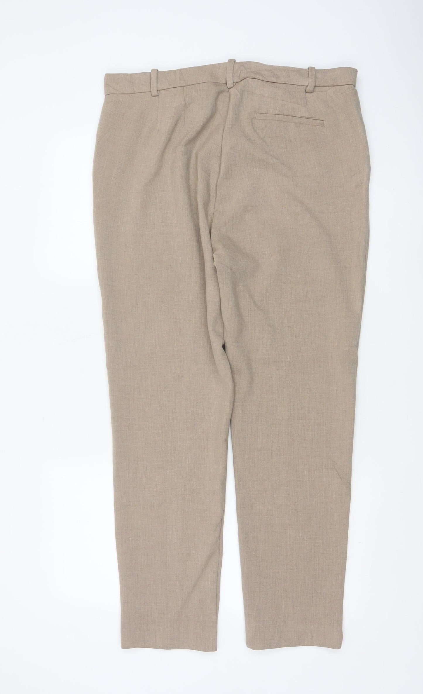 Marks and Spencer Women Beige Size 16 Straight Leg Trousers