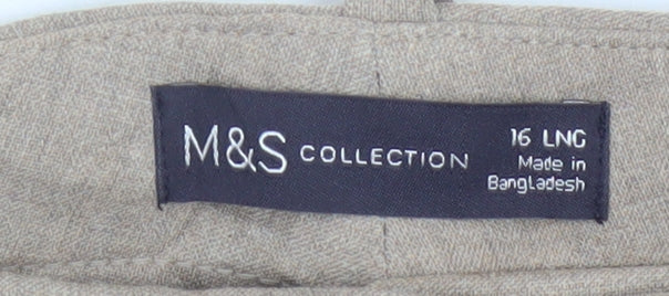 Marks and Spencer Women Beige Size 16 Straight Leg Trousers