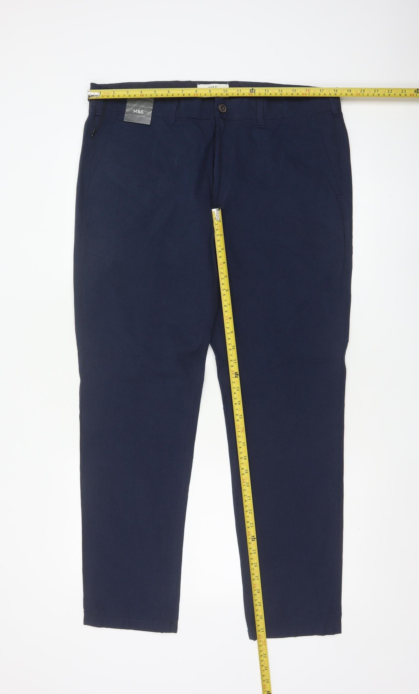 Marks and Spencer Men's Blue 36 Regular Fit Chino Trousers