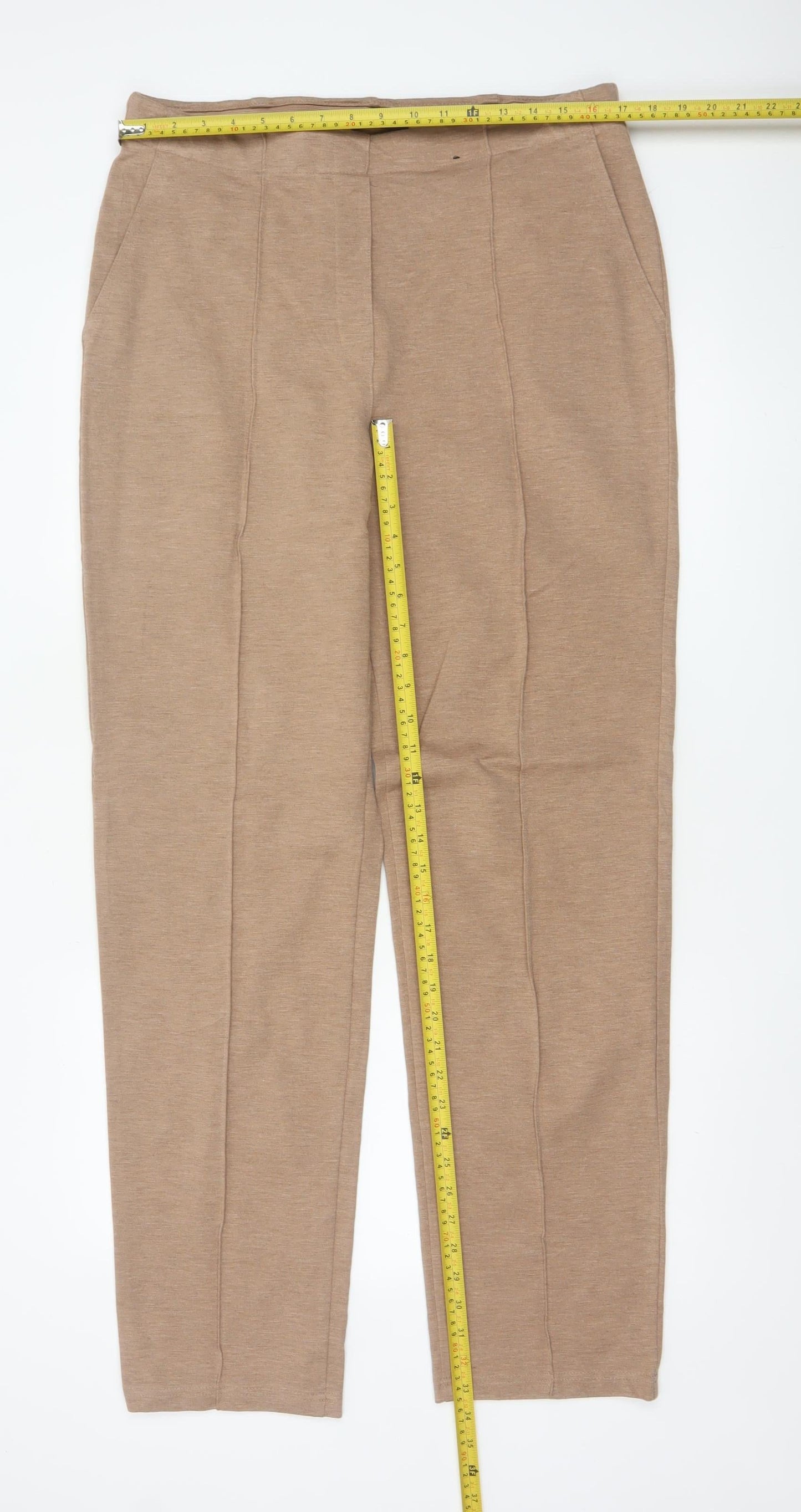 Marks and Spencer Women’s Beige Straight Leg Stretch Trousers Size 16