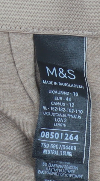 Marks and Spencer Women’s Beige Straight Leg Stretch Trousers Size 16