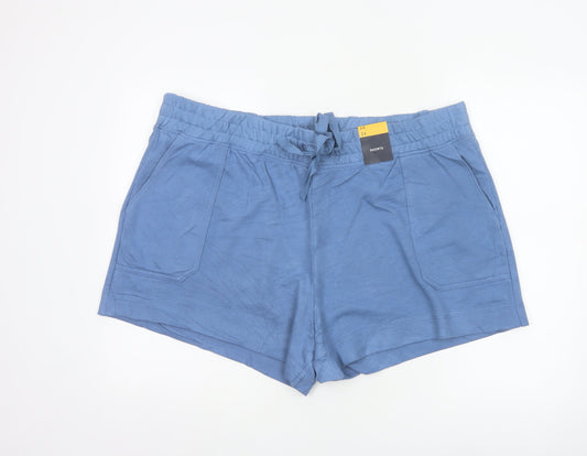 Marks and Spencer Women's Blue Cotton Blend Casual Shorts Size 24