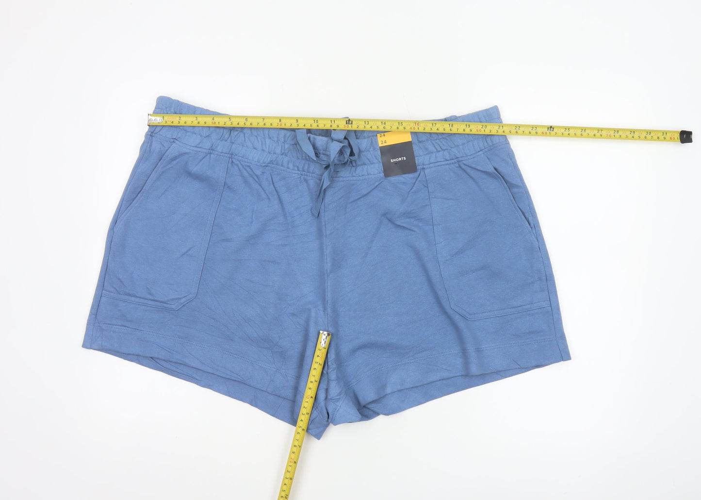 Marks and Spencer Women's Blue Cotton Blend Casual Shorts Size 24